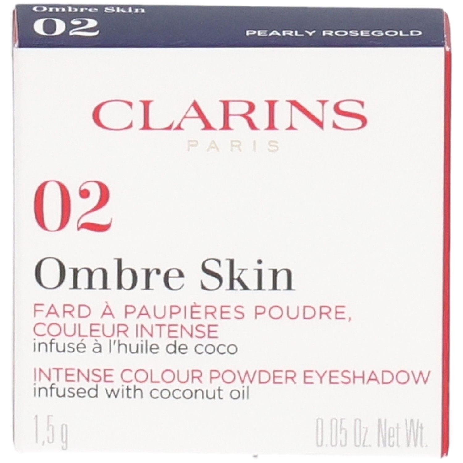 Clarins Ombre Skin fard à paupières 02 Pearly Rosegold en boîte.