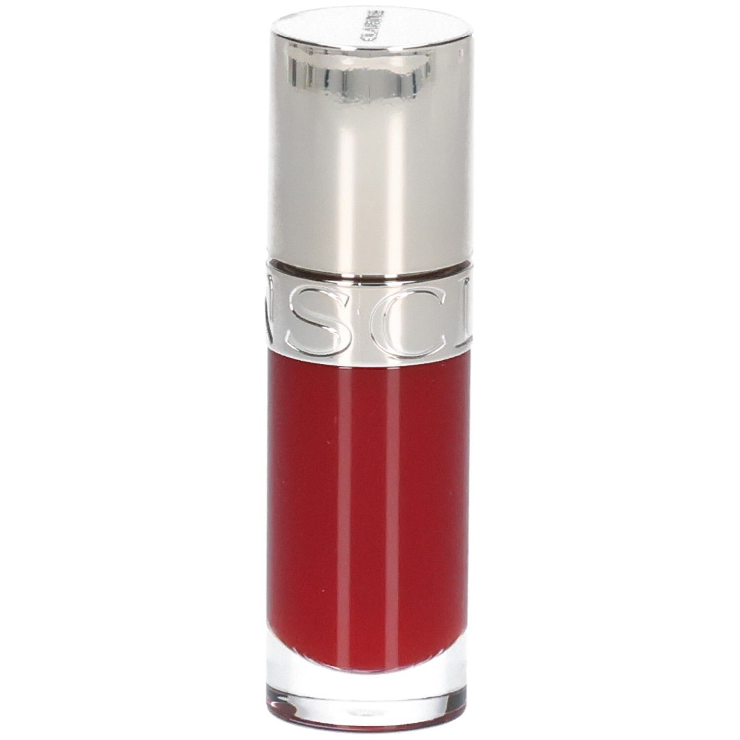Clarins Lip Comfort Oil 03 - Cherry dans un flacon transparent avec un capuchon argenté.