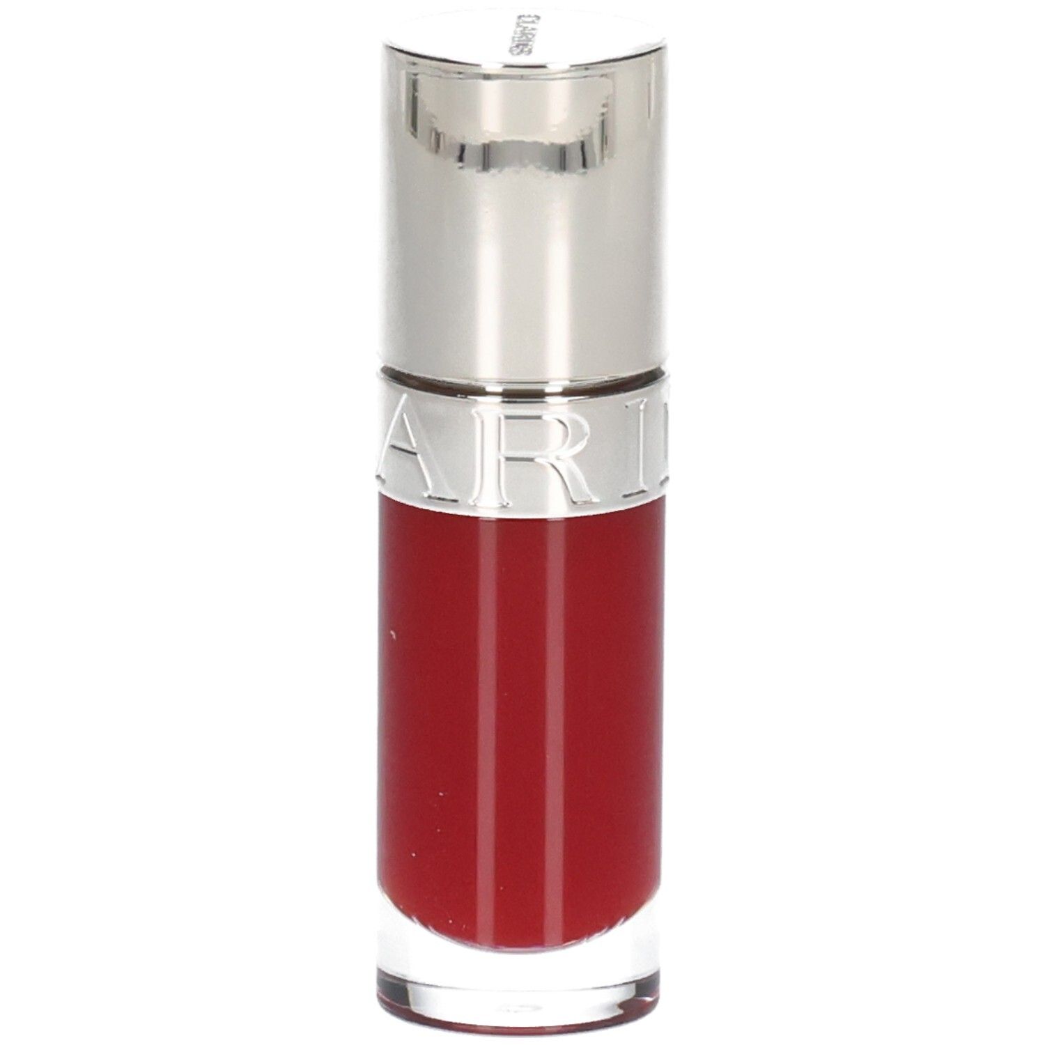 Clarins Lip Comfort Oil 03 - Cherry dans un flacon transparent avec un capuchon argenté.