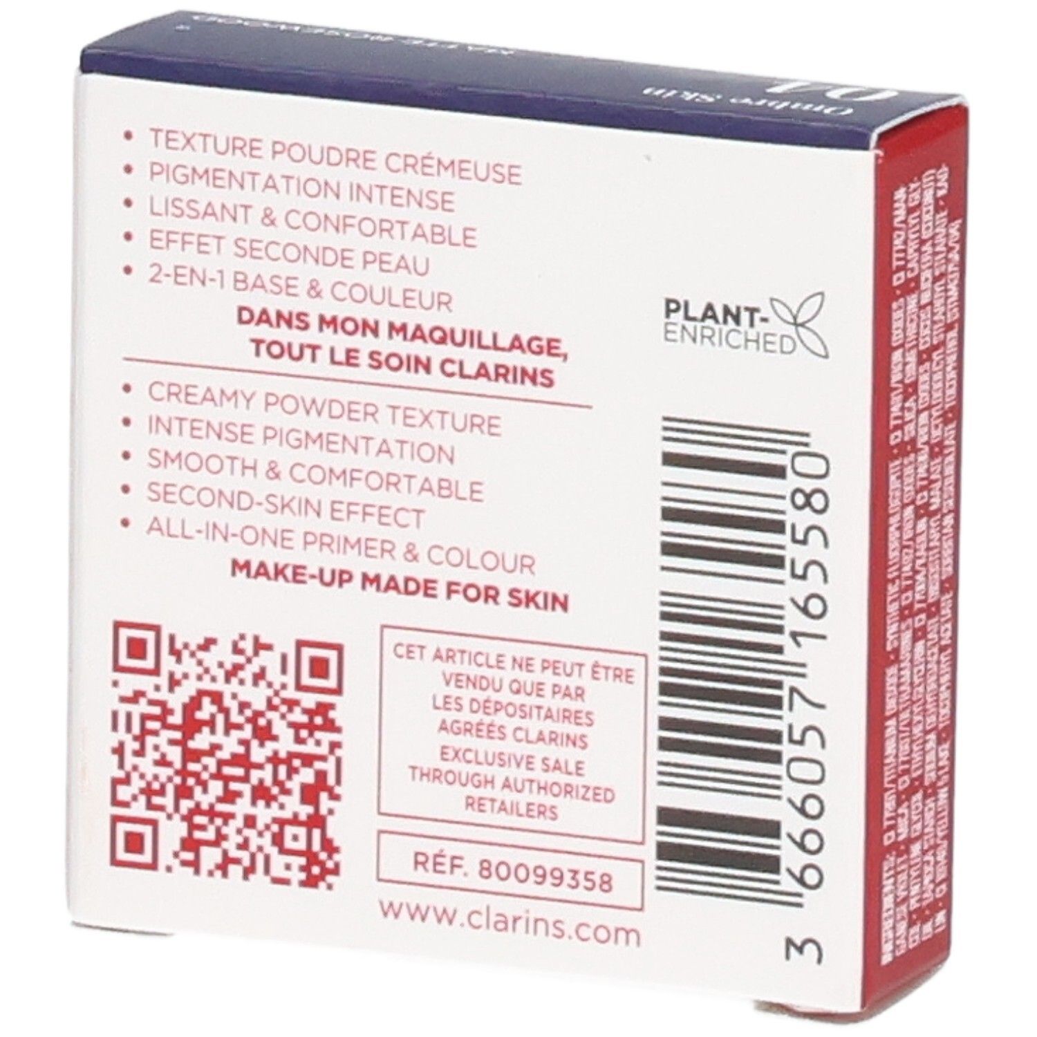 Clarins Ombre Skin Mono Fard à Paupières 04 Matte Rosewood, dos avec caractéristiques produit.