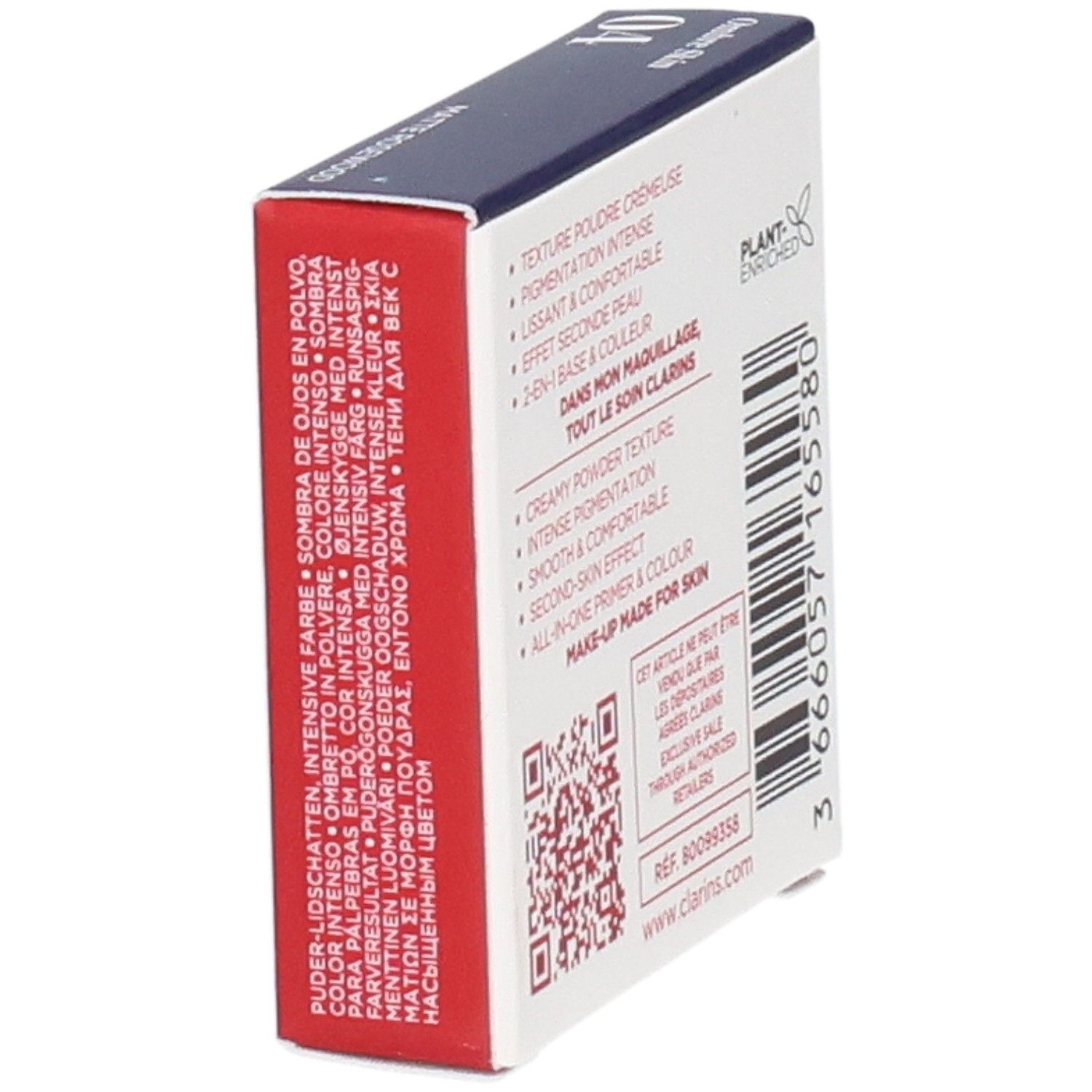 Clarins Ombre Skin Mono Fard à Paupières 04 Matte Rosewood, côté avec caractéristiques produit.
