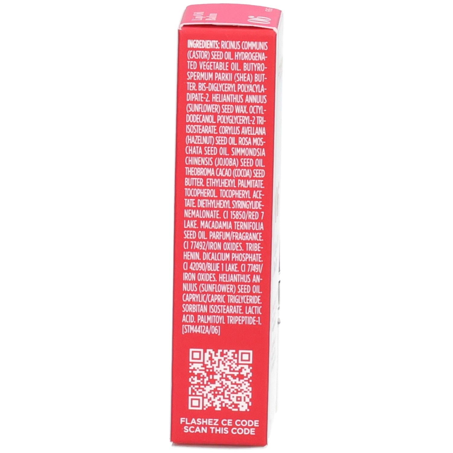 Clarins Lip Oil Balm, teinte 06 Fig, dos de l'emballage avec ingrédients.