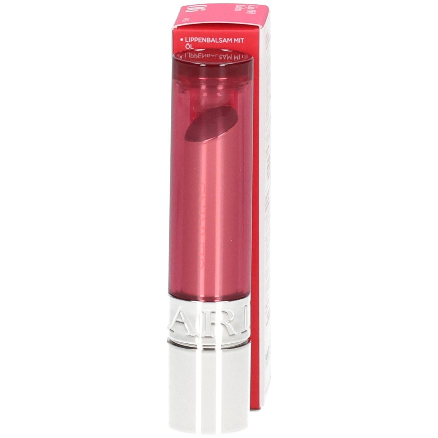 Clarins Lip Oil Balm, teinte 06 Fig, avec emballage et applicateur.