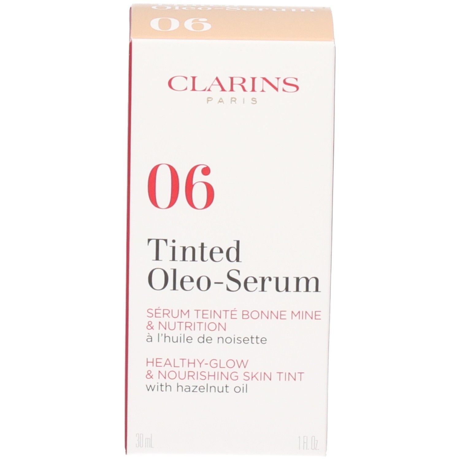 Clarins Tinted Oleo-Serum verpakking met nummer 06 en productnaam.