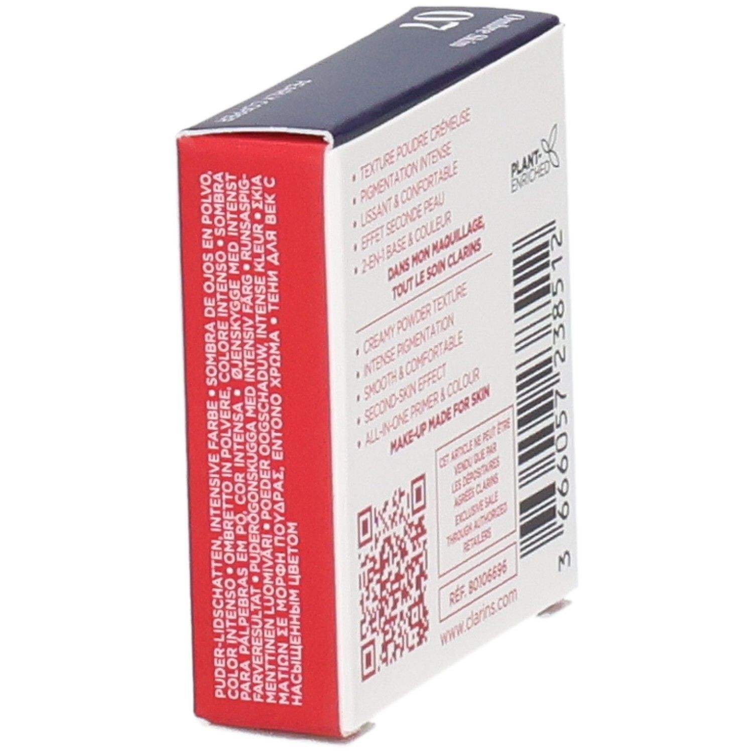 Clarins Ombre Skin fard à paupières compact 07 Cuivre Perle, 1,5 g, dos avec informations produit.