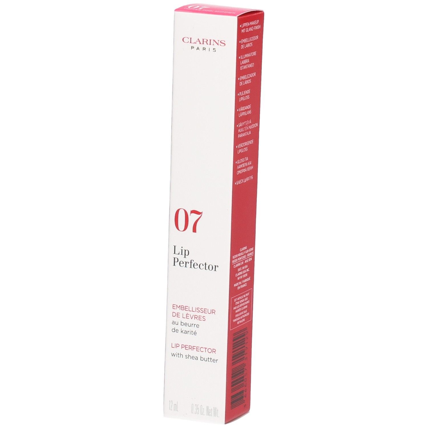 Clarins Lip Perfector 07 Toffee Pink Shimmer, lippenverzorgende gloss in doosje.
