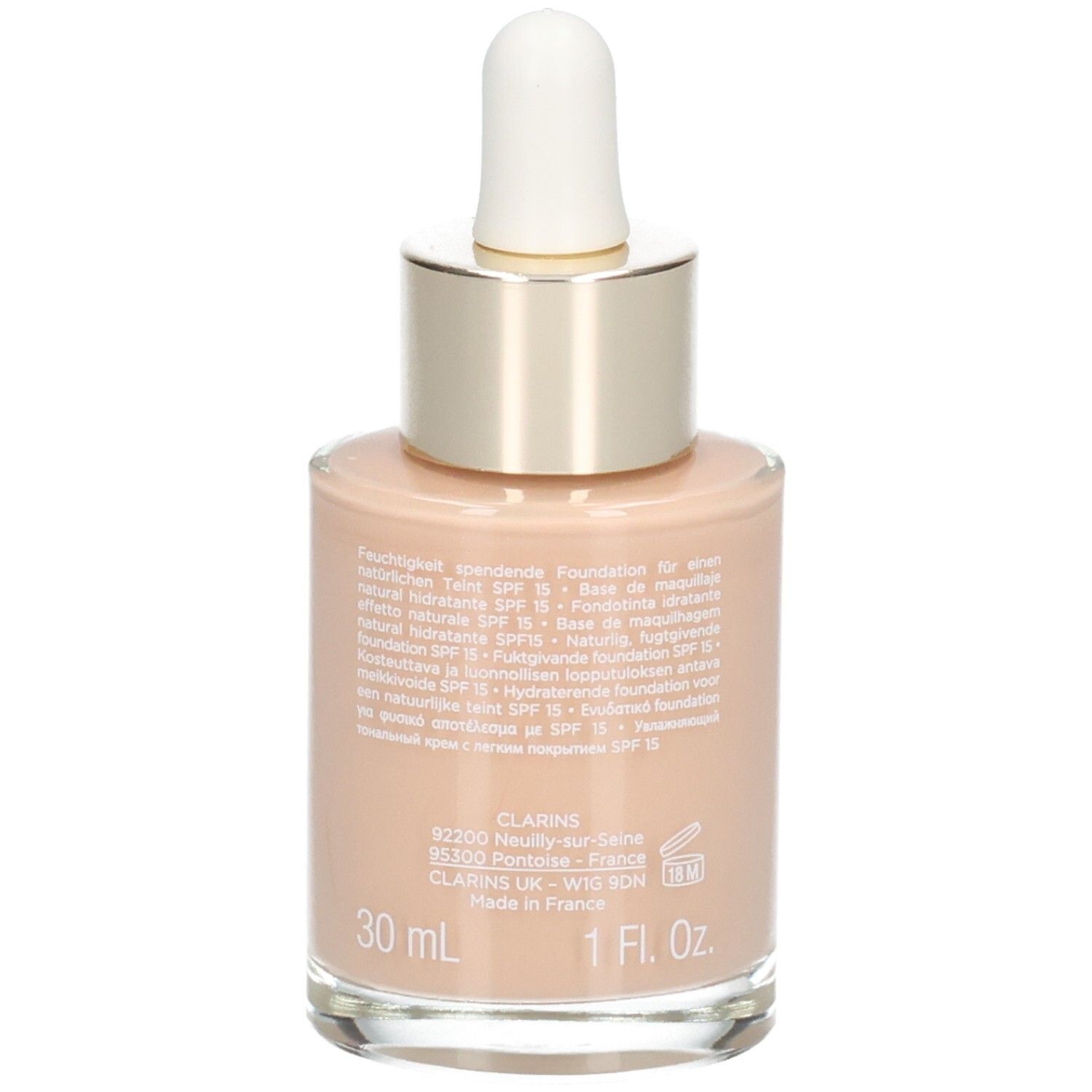 Clarins Skin Illusion Foundation, 107 Beige, 30ml, met pipet.
