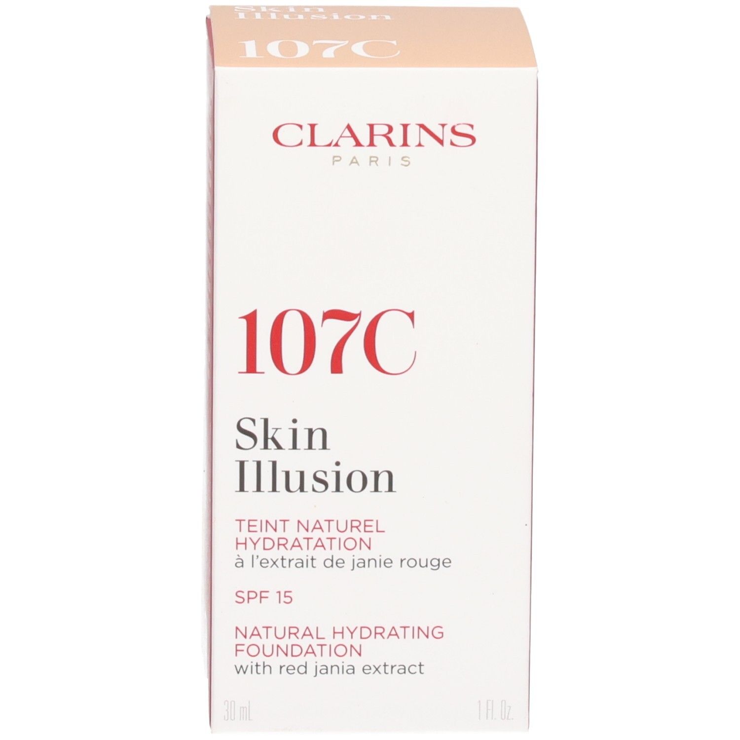 Clarins Skin Illusion Foundation 107C, verpakking.