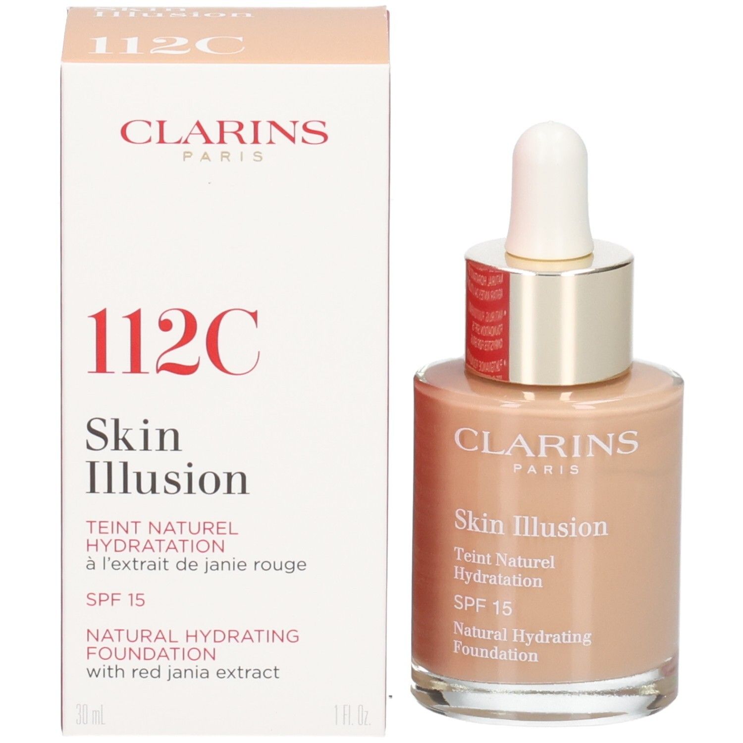 Clarins Skin Illusion Foundation 112C Amber, met verpakking, SPF 15.