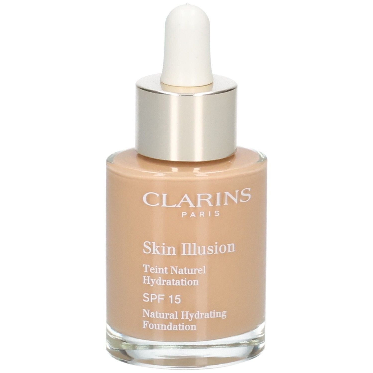 Clarins Skin Illusion Foundation, 112,3N. Glazen fles met druppelaar. SPF 15.