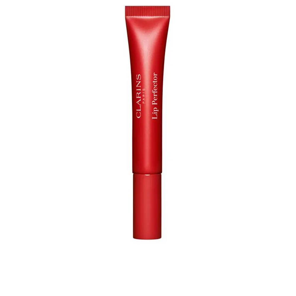 Clarins Lip Perfector 24h in rode tube met applicator. Productnaam en merk zichtbaar.