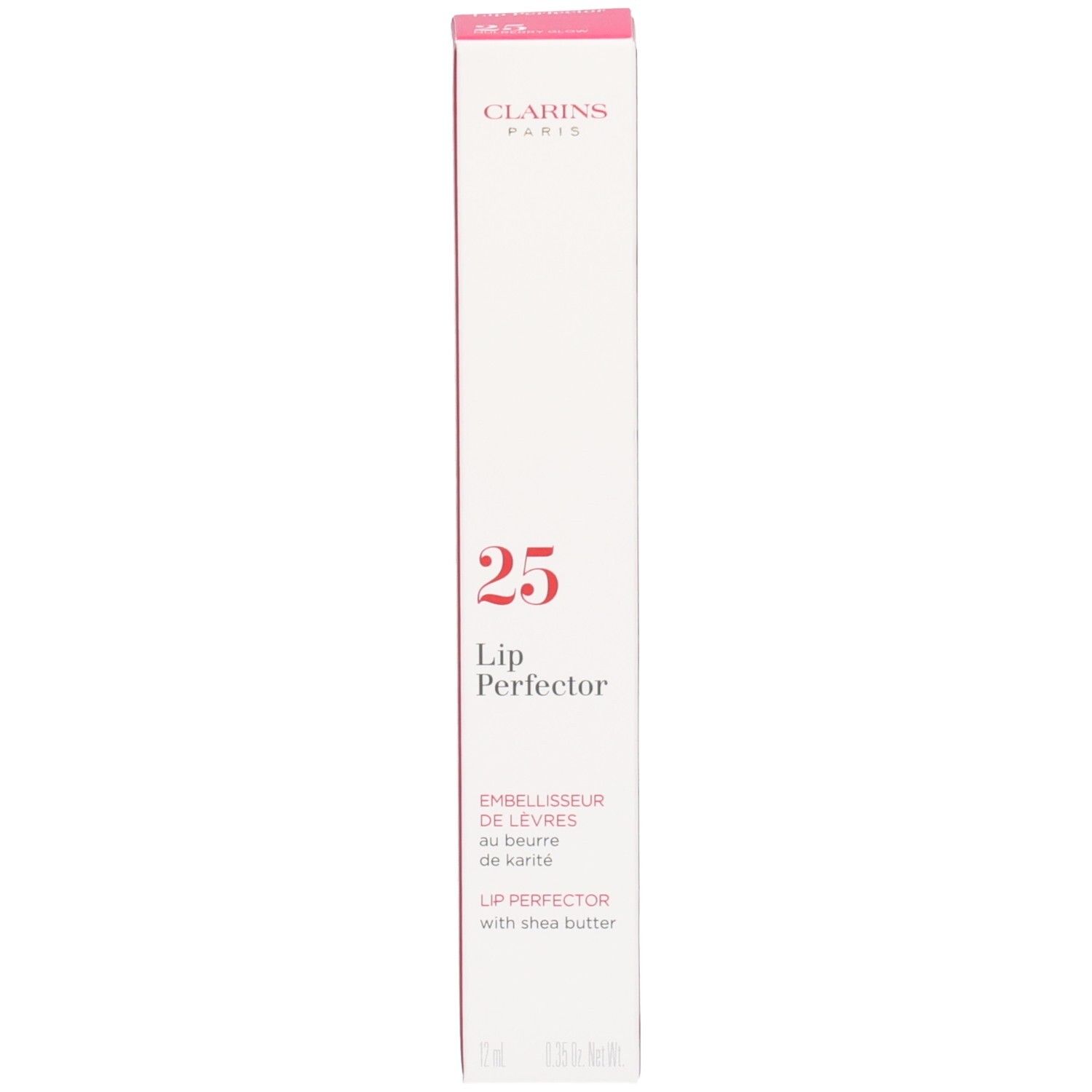 Clarins Lip Perfector, teinte 25, boîte.