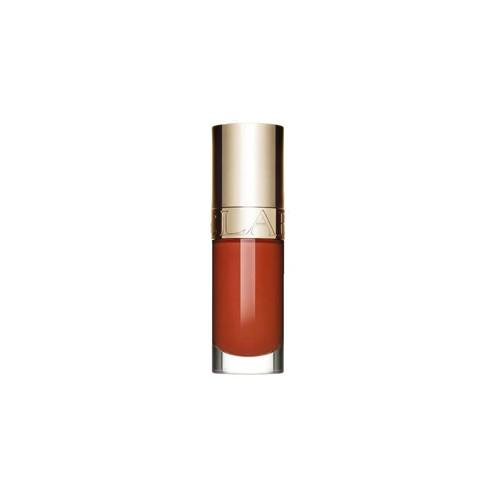 Clarins Lip Comfort Oil Rosy Grace. Rode lipolie-applicator met gouden dop.