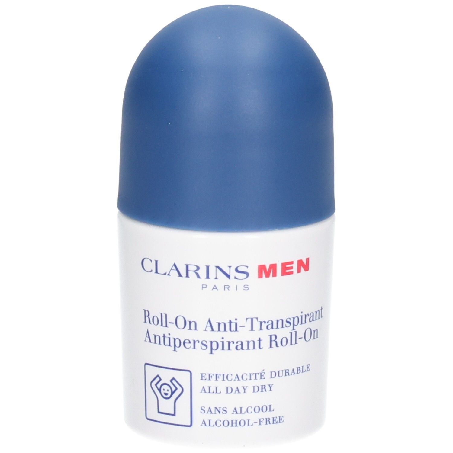 Clarins Men Roll-On Anti-Transpirant met blauwe dop. Alcoholvrij.