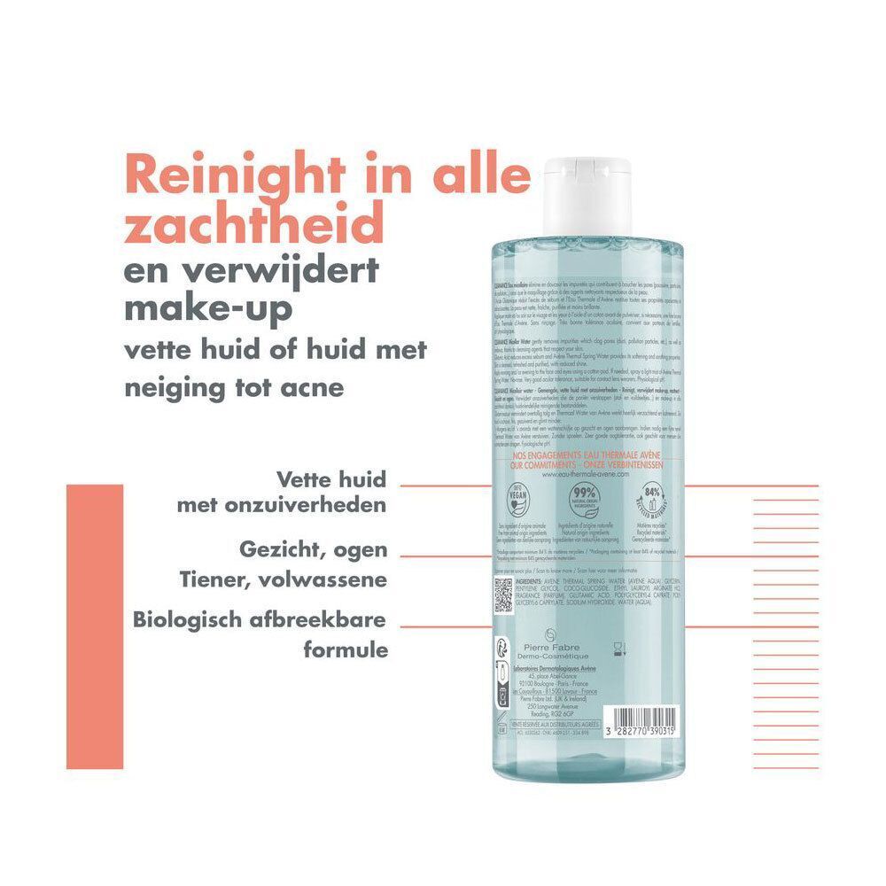 Avène Cleanance micellair water: reinigt en verwijdert make-up voor de vette huid.