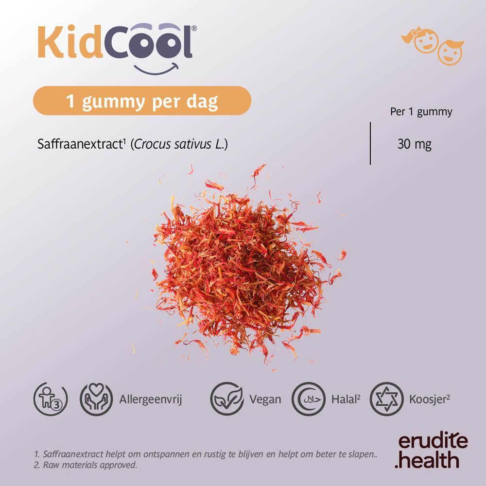 Afbeelding over de effectiviteit van KidCool® gummies: "Bewezen doeltreffendheid", "Nr. 1 aanbevolen door artsen".