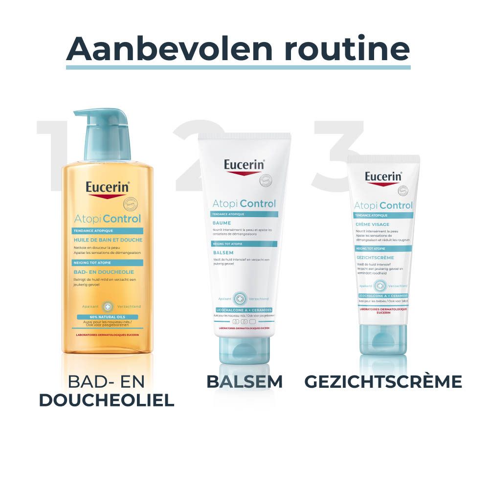 Aanbevolen routine: Bad- en doucheolie, balsem, gezichtscrème.