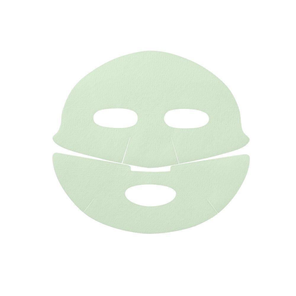 Masque facial vert clair avec ouvertures pour les yeux et la bouche. Destiné au visage.