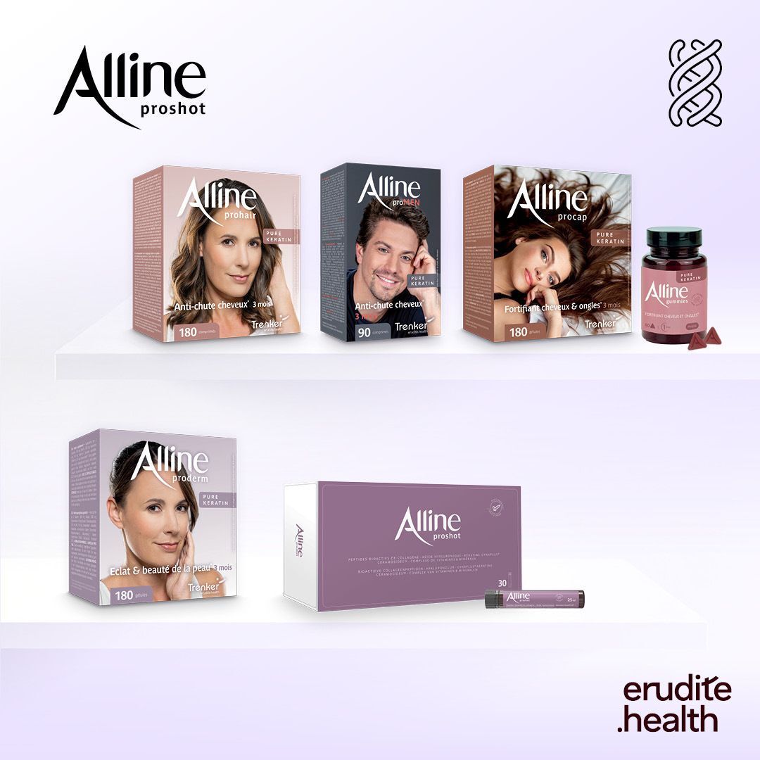 Tableau des ingrédients et dosages d'Alline Proshot, saveur et teneur en collagène.
