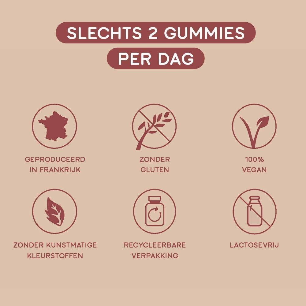 Een fles Lashile Beauty Good Slim gummies. Opschrift: Good Slim. Pijl wijst naar ster gummies.