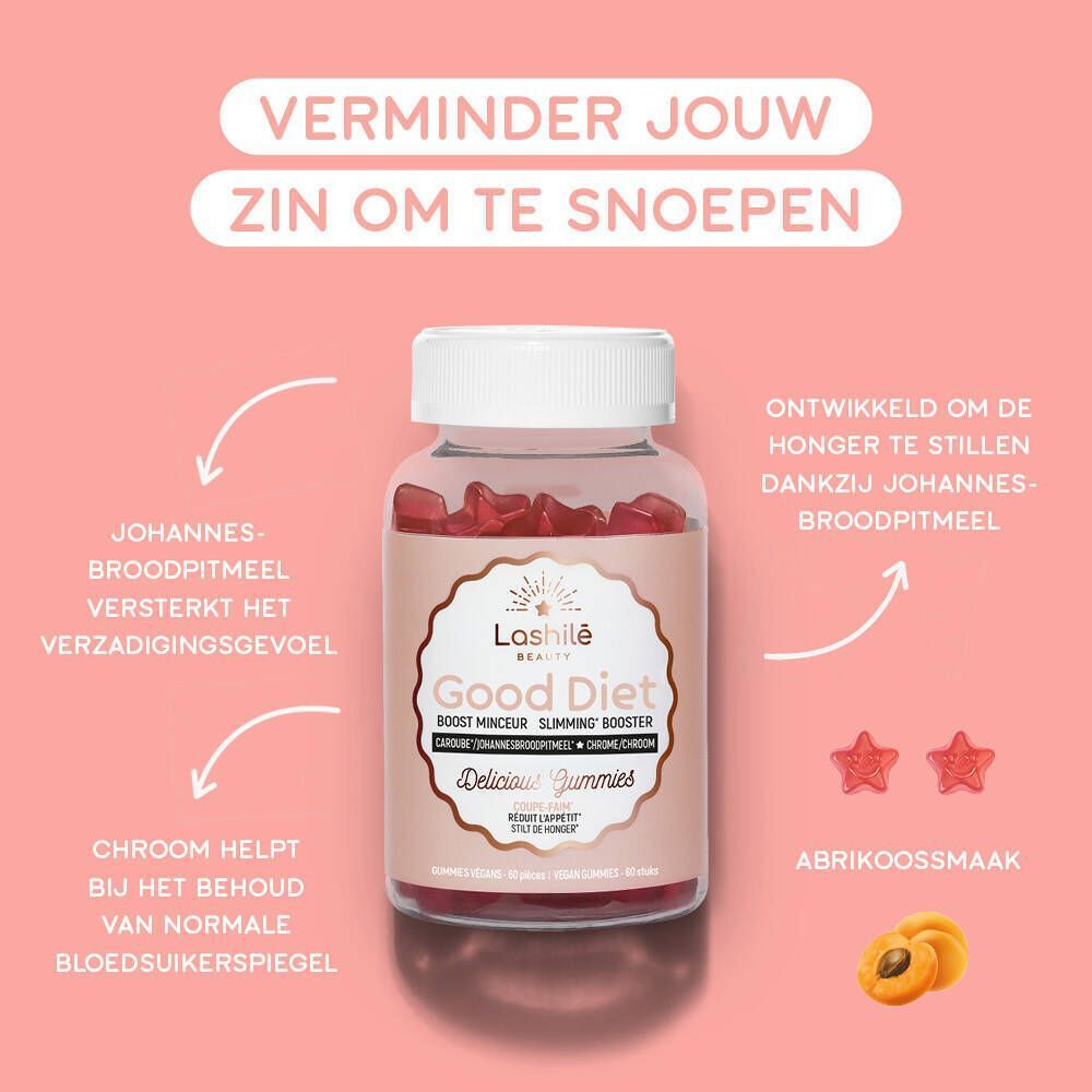 Roze achtergrond met symbolen. Tekst: Fabriqué en France, Sans Gluten, 100% Vegan, etc.