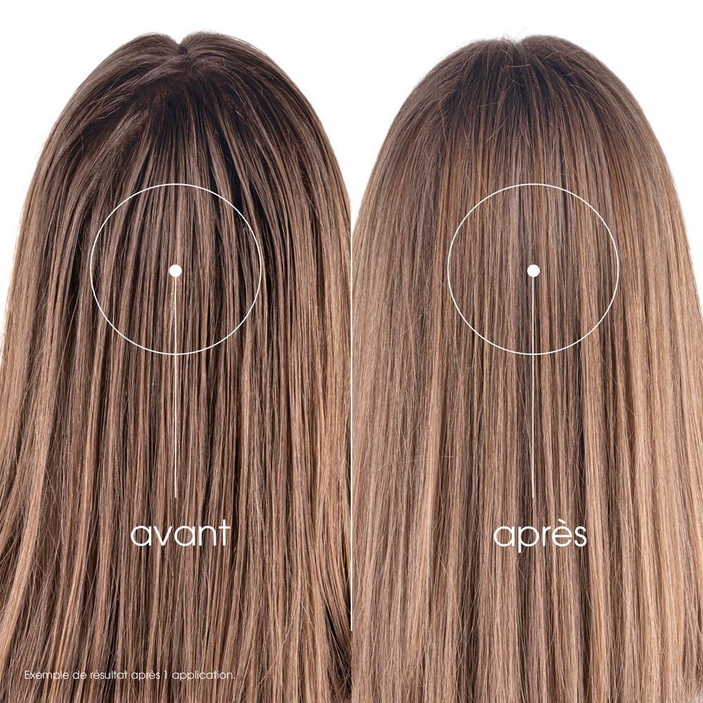 Avant-après. Cheveux avant et après utilisation.