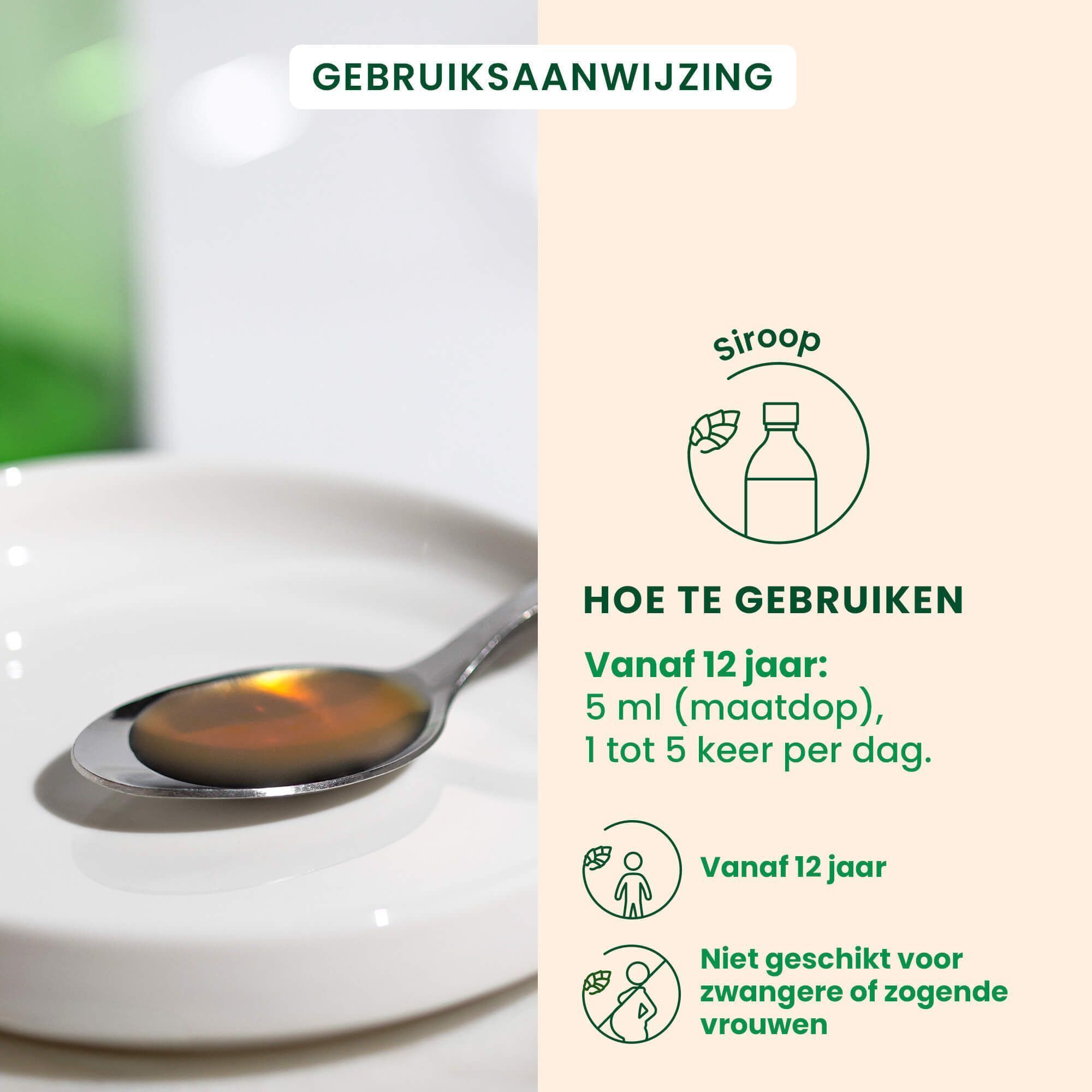 Samenstelling van keelsiroop. Illustraties van ingrediënten: Echinacea, Herbe aux Chantres, Bourgeons de Viorne, Propolis.