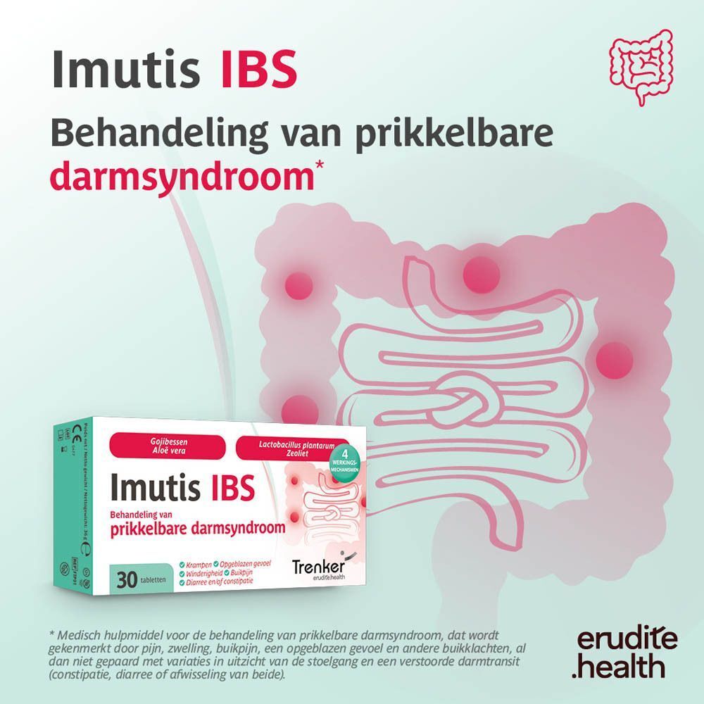 Weergave van de darmen met een Imutis IBS verpakking.