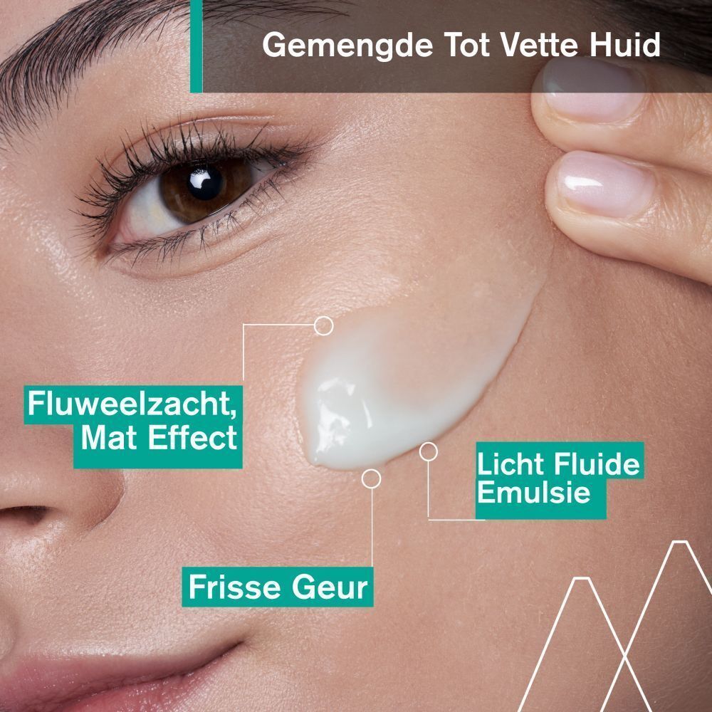 Een tube Uriage Hyséac Mat. Witte tube met groene dop. Tekst: Hyséac Mat, Emulsion matifiante.