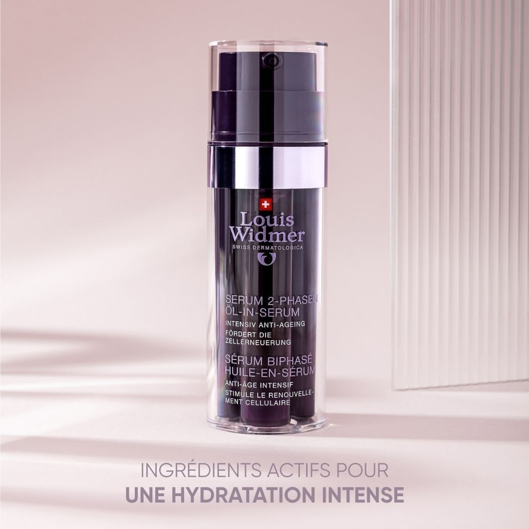 Femme avec peau. Texte : Soins anti-âge intensifs. Aussi pour la peau sensible.