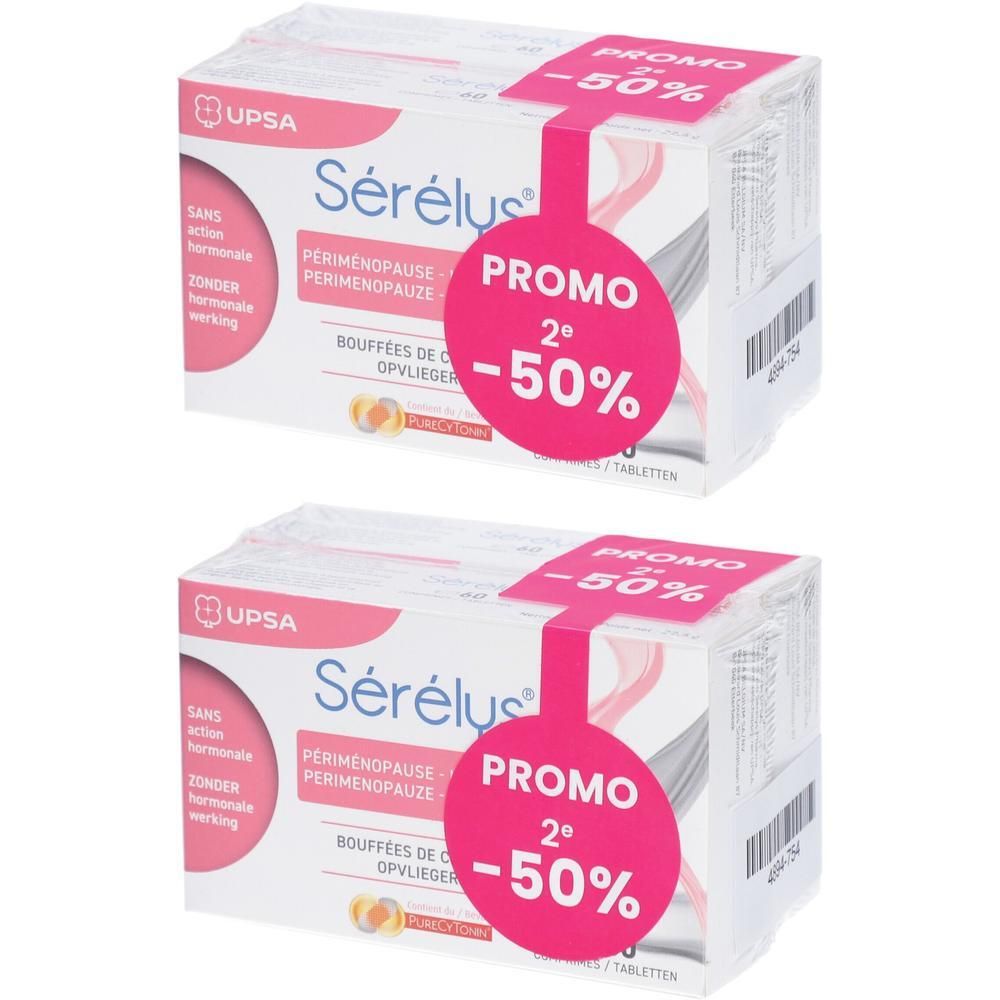 Twee pakken Serelys Promopack, beide met een promotionele kortingssticker van -50%.