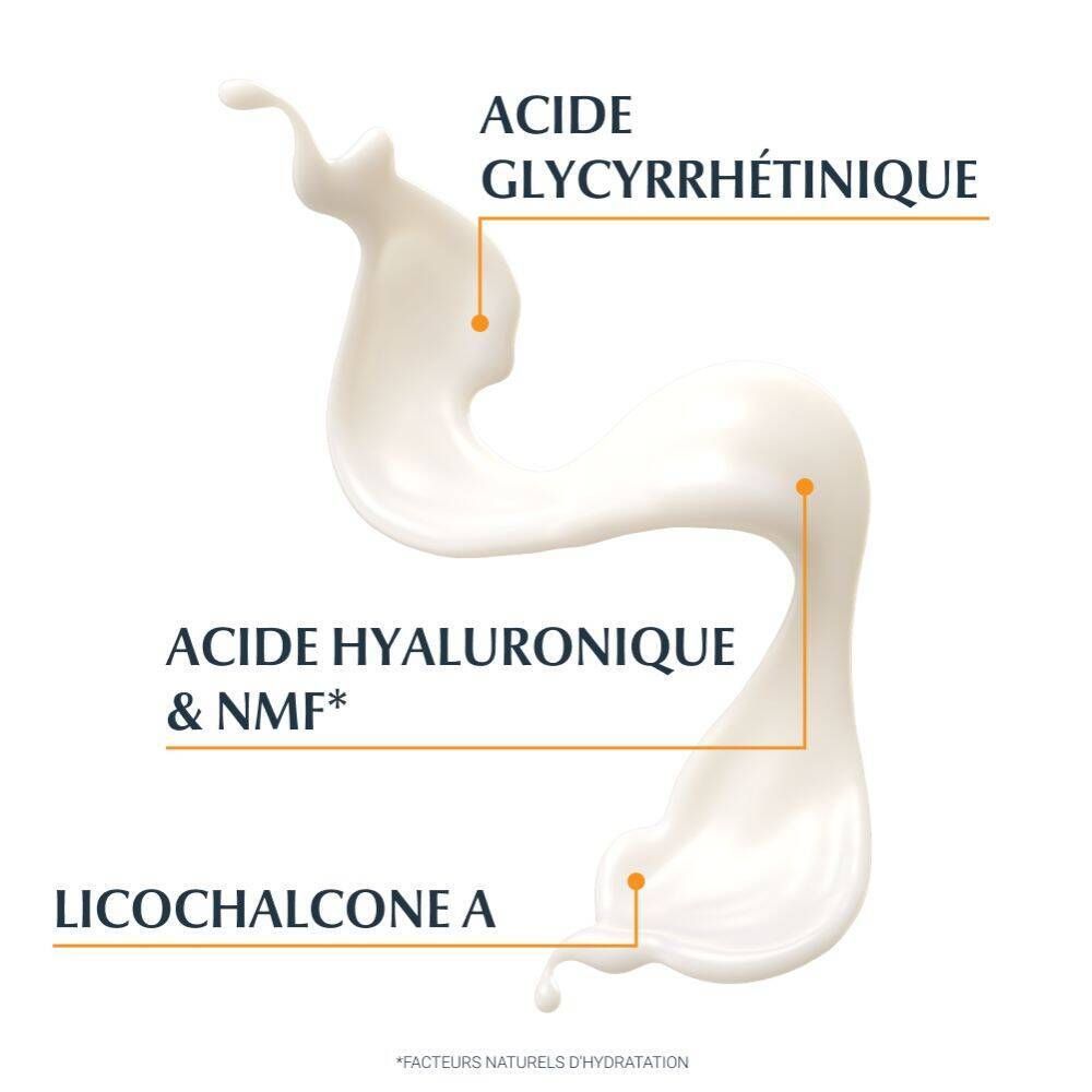 Ingrédients de Eucerin Sun Hydro Protect : Acide Glycyrrhétinique, Acide Hyaluronique & NMF, Licochalcone A.