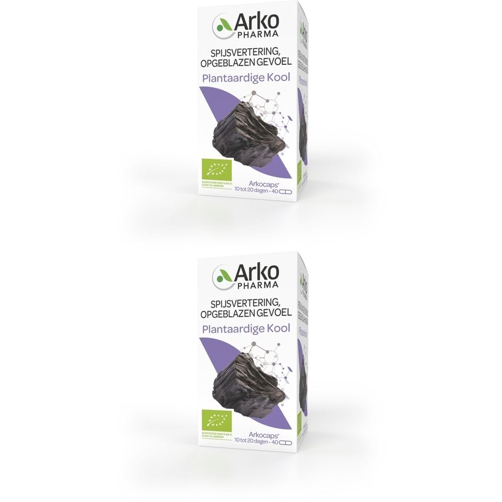Doos Arkogélules Charbon Végétal Bio. Wit, met logo en productnaam. Bio-label.