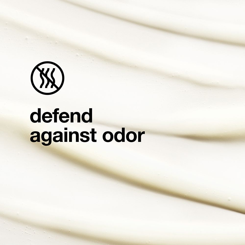 Texture avec symbole contre les odeurs. Texte : 'defend against odor'.