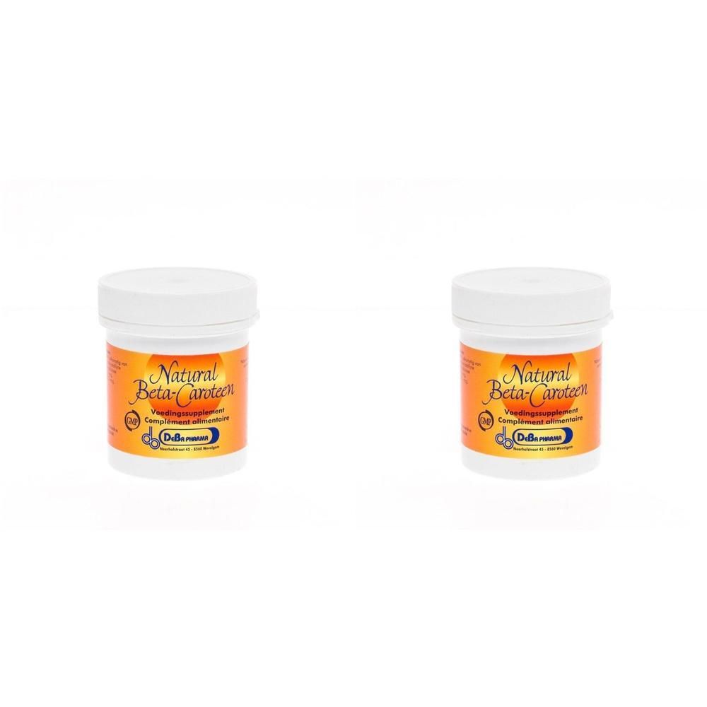 Deux contenants de Natural Beta-Carotène 7.2mg de DeBa Pharma.