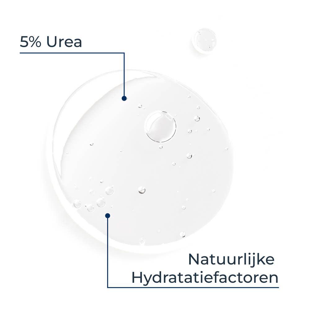 Druppel wasgel met 5% Urea en natuurlijke hydratatiefactoren.