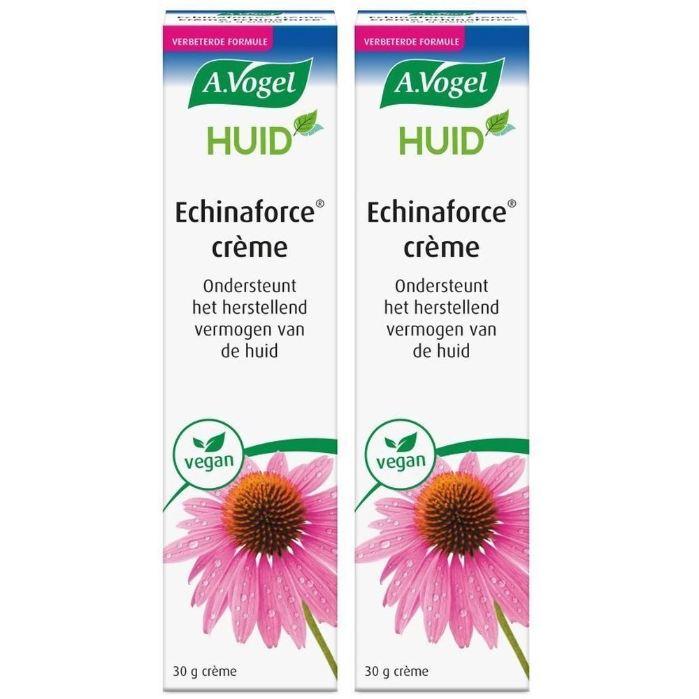 Twee tubes A.Vogel Echinaforce crème. Vegan, met bloem. 30 g crème.