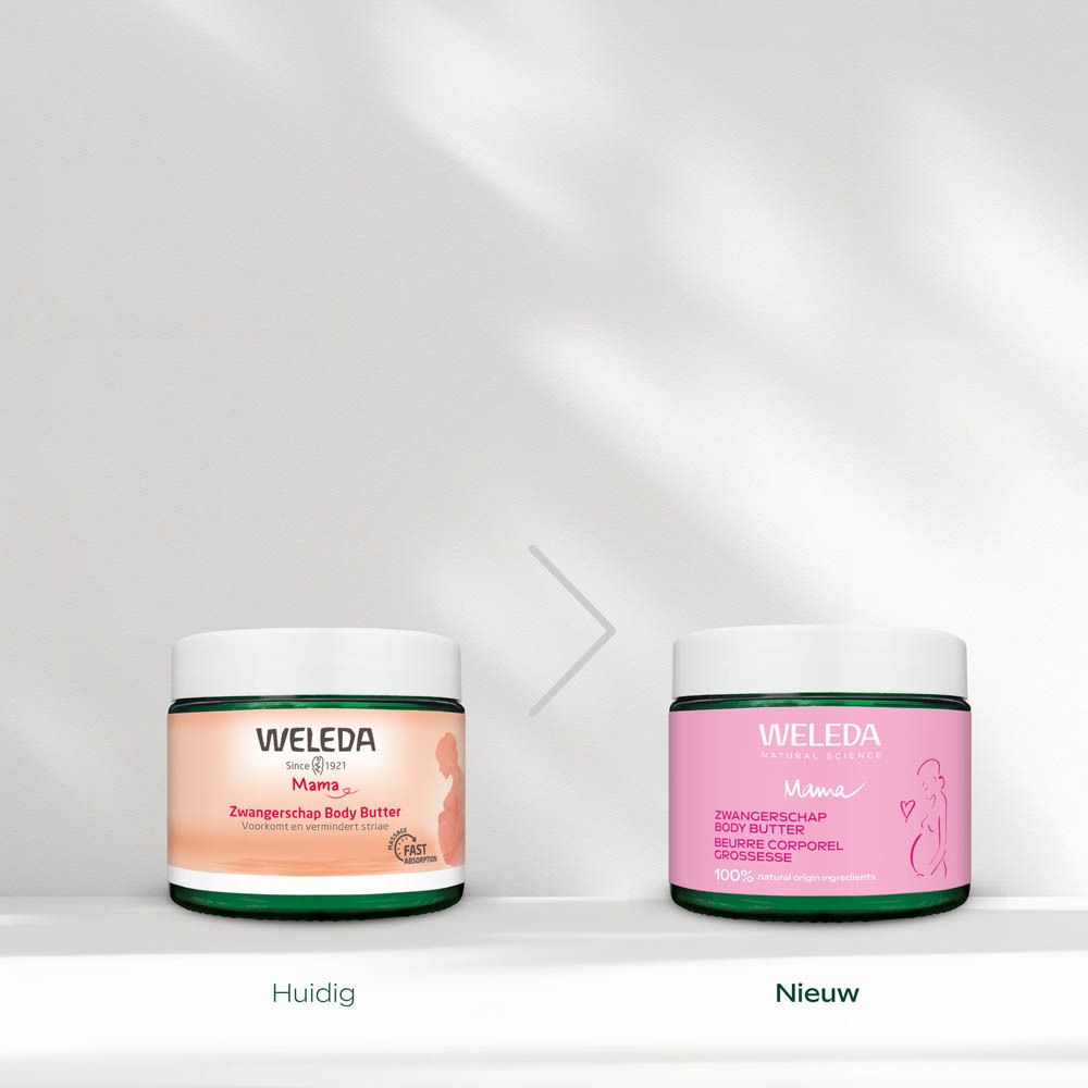 Vergelijking: Weleda Mama Body Butter, huidig en nieuw.