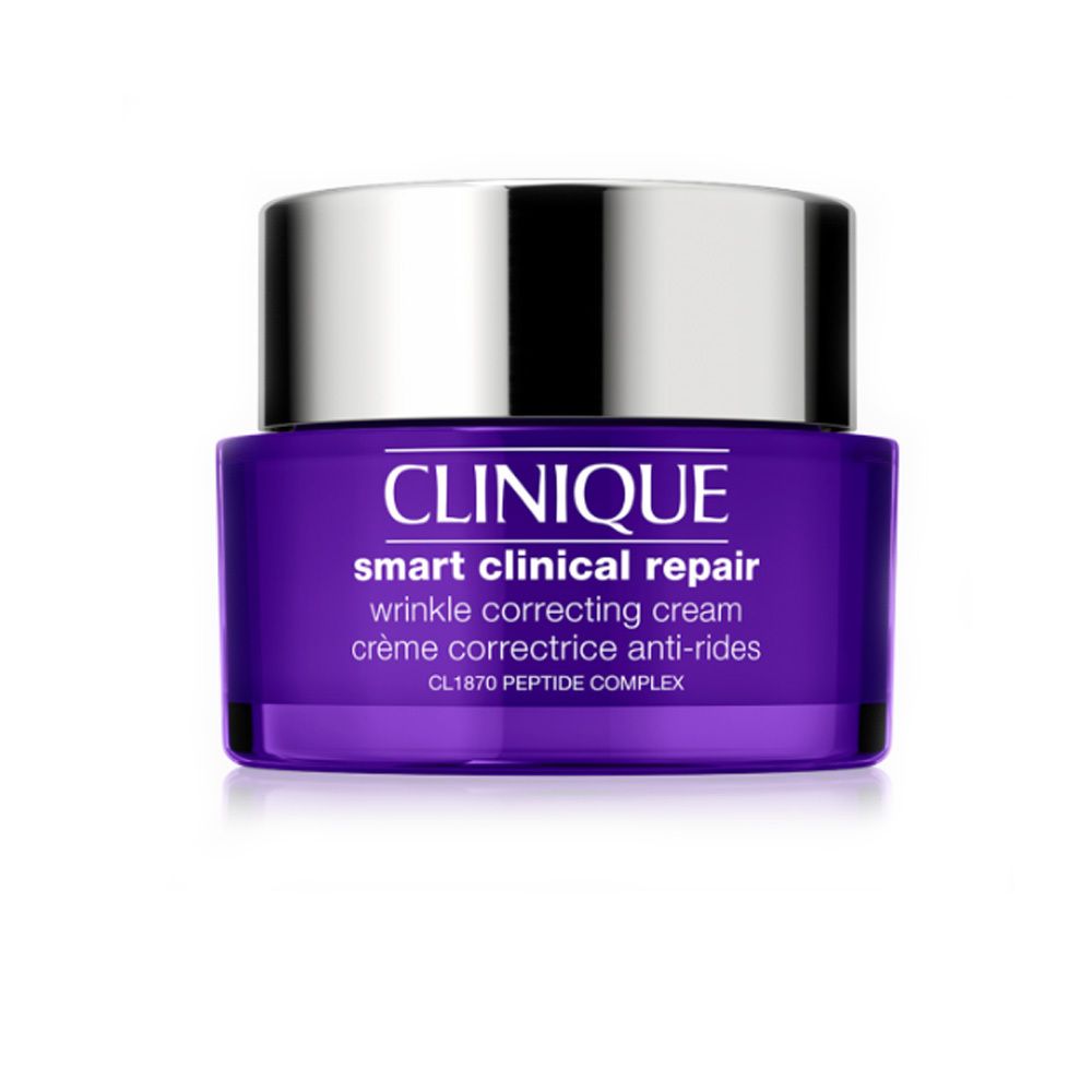 Clinique Smart Clinical Repair rimpelcorrigerende crème in paarse pot met zilverkleurige deksel.