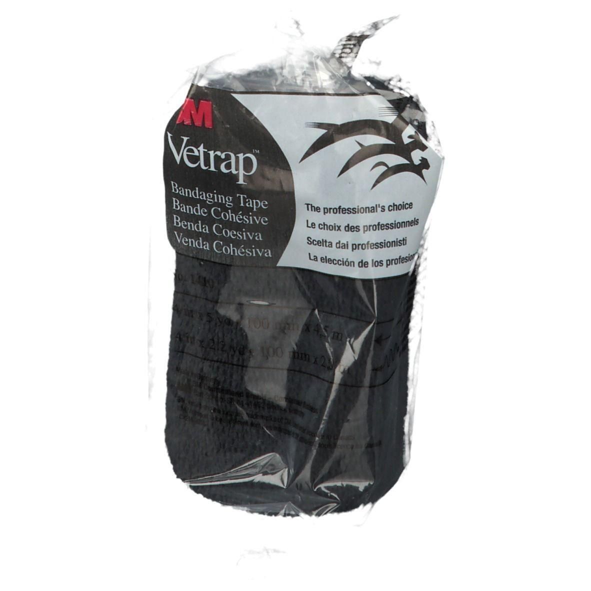 Zwarte Vetrap tape in plastic verpakking. Label met productnaam en logo's. Professionele keuze.