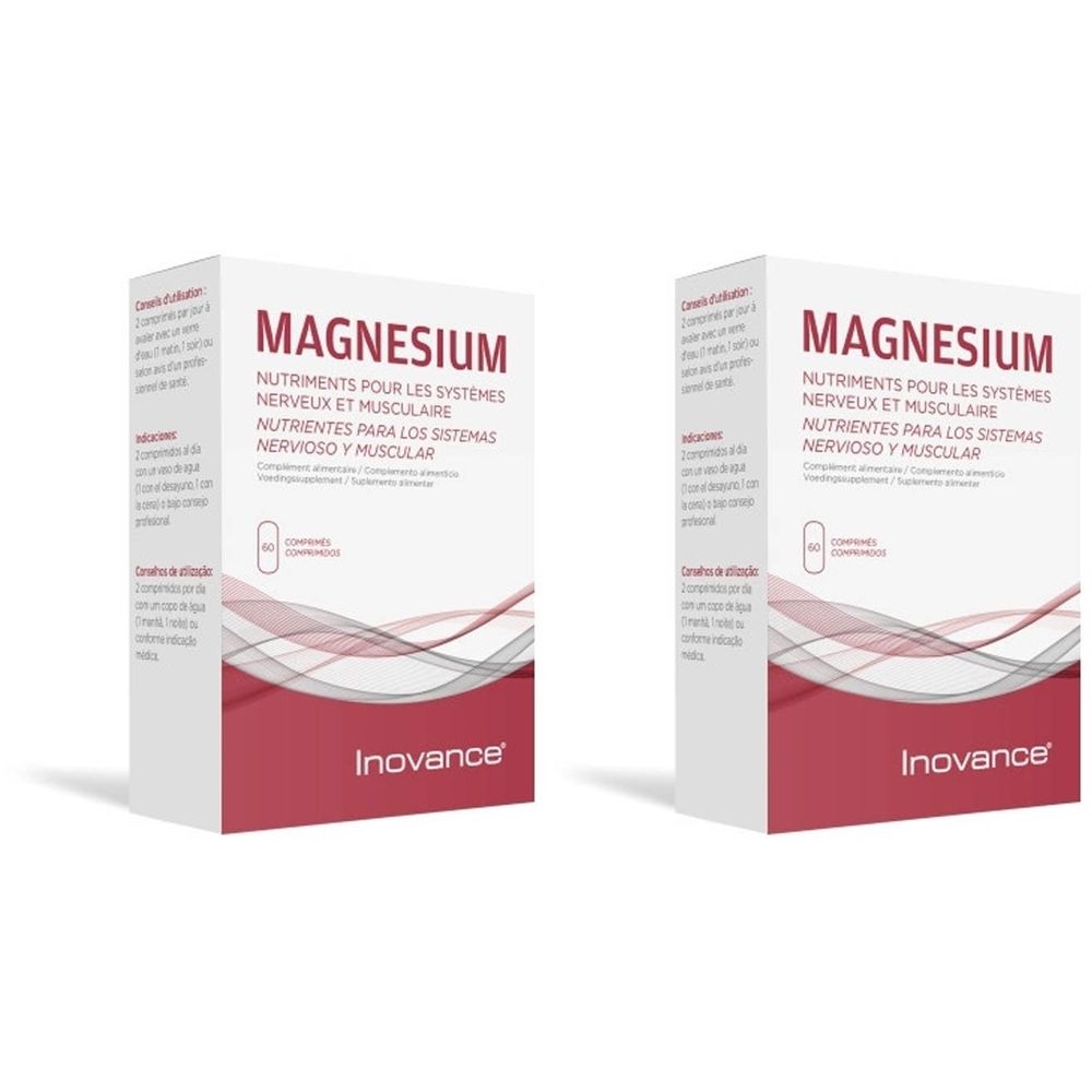 Twee rechthoekige dozen met het woord "Magnesium". Het merk "Inovance" is onderaan zichtbaar.