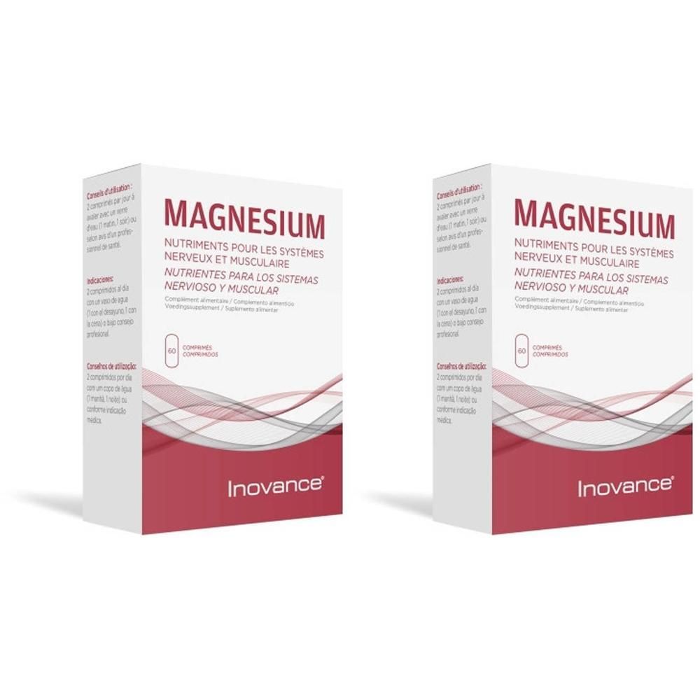 Deux boîtes rectangulaires avec "MAGNESIUM". Logo Inovance en bas. Couleurs rouge et blanc.