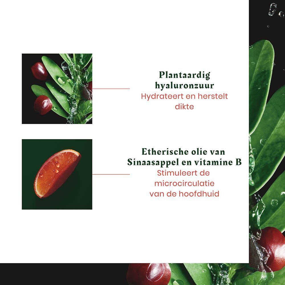 Plantaardig hyaluronzuur en etherische olie van bloedsinaasappel met vitamine B.
