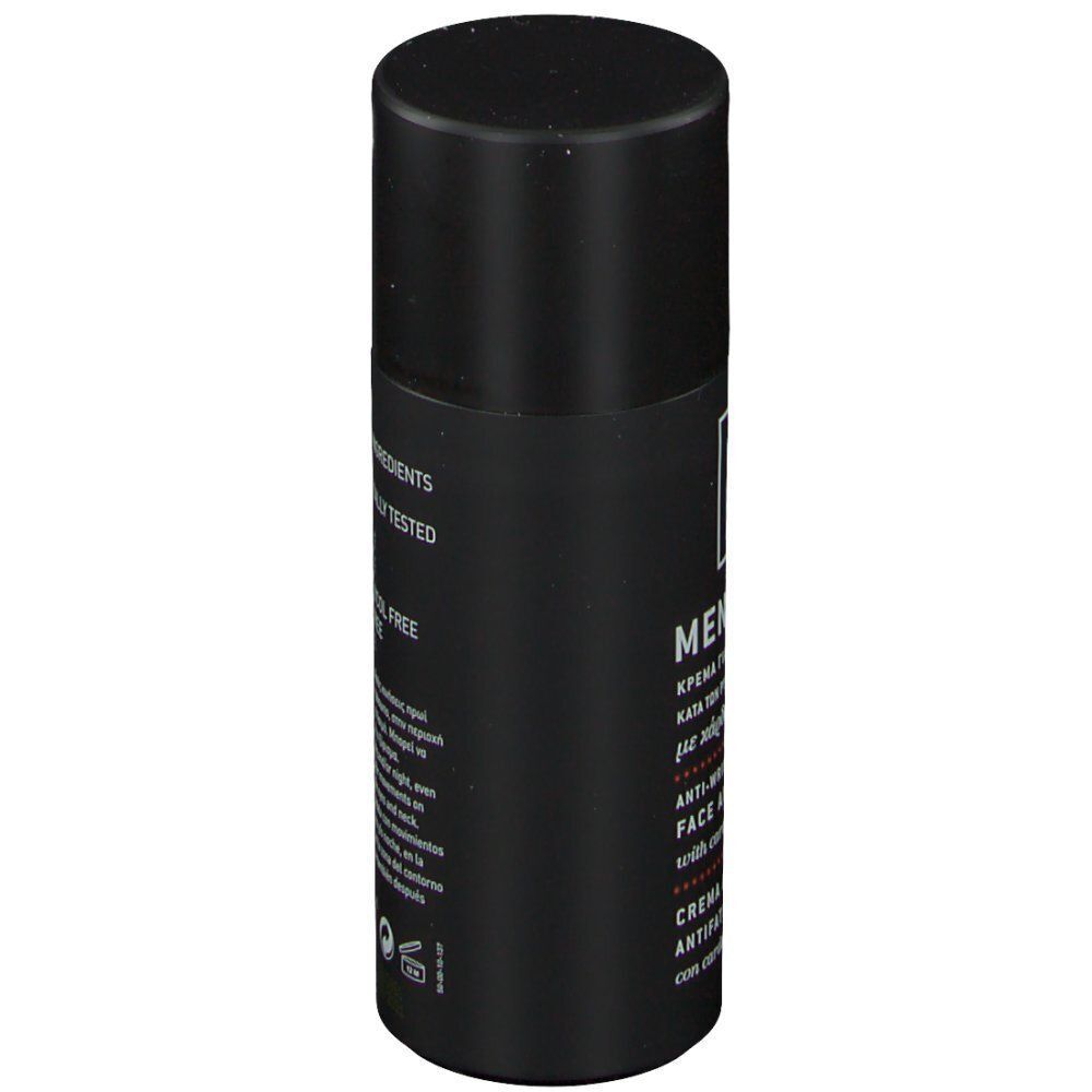Côté d'un pot noir de crème anti-rides et anti-fatigue pour hommes APIVITA. Sans paraben.