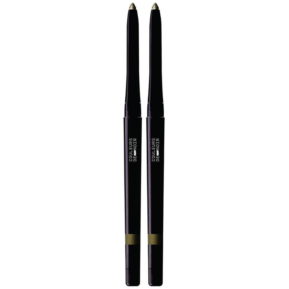 Deux stylos eye-liner noirs avec pointes dorées. Inscription: Couleurs de Noir.