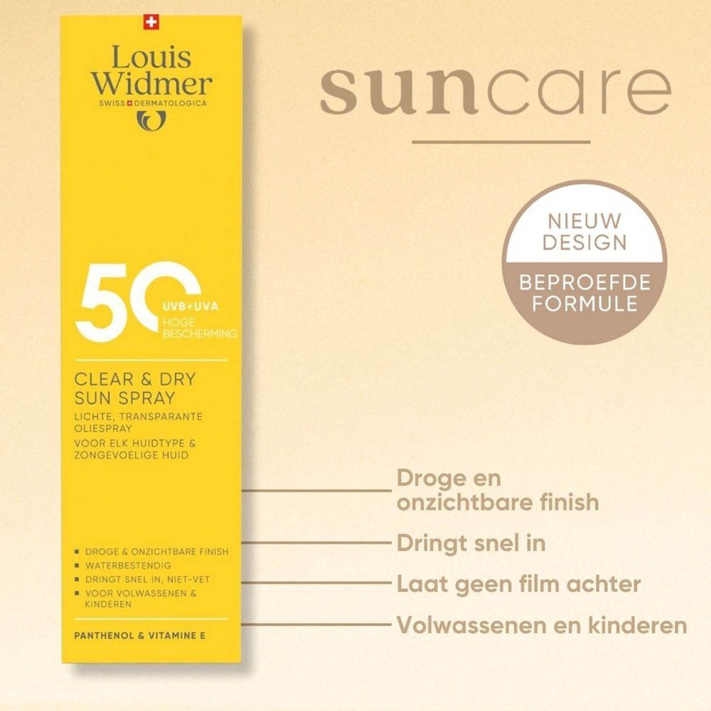 Louis Widmer Zonnebrand SPF 50 Spray: Nieuw design, beproefde formule.