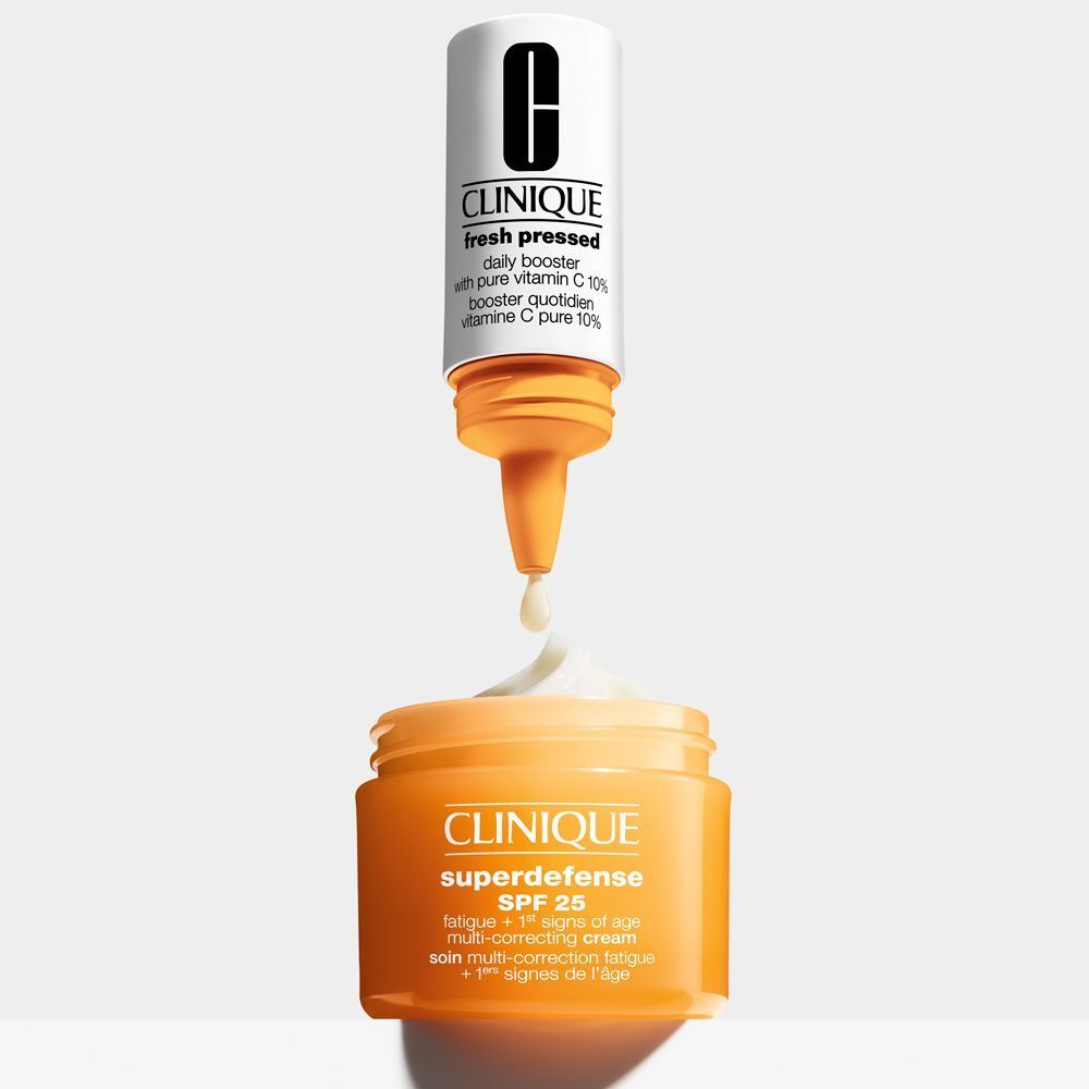 Clinique Fresh Pressed Booster en Superdefense crème. Booster druppelt in crème.