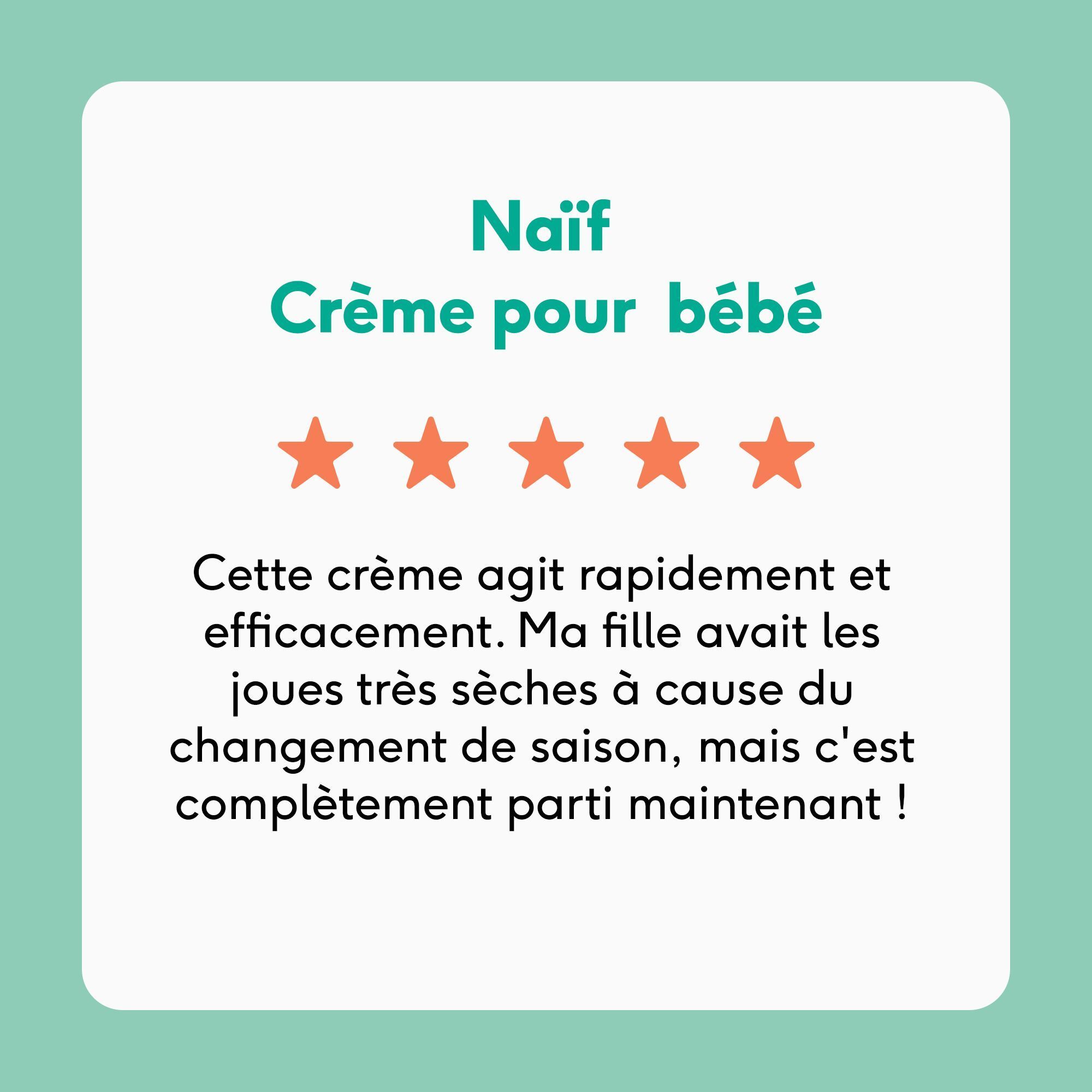 Crème pour bébé Naïf, notée quatre étoiles sur cinq.