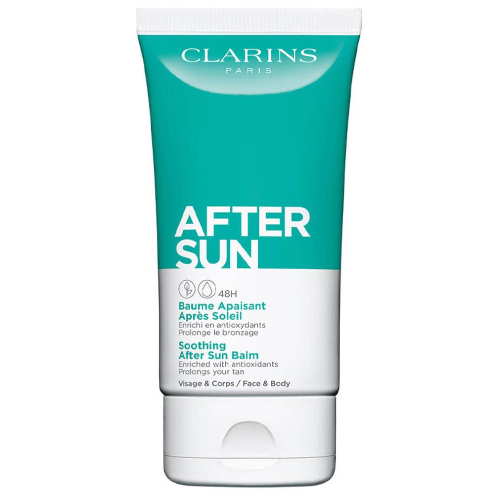 Clarins After Sun Balsem tube 150ml. Turquoise en wit.