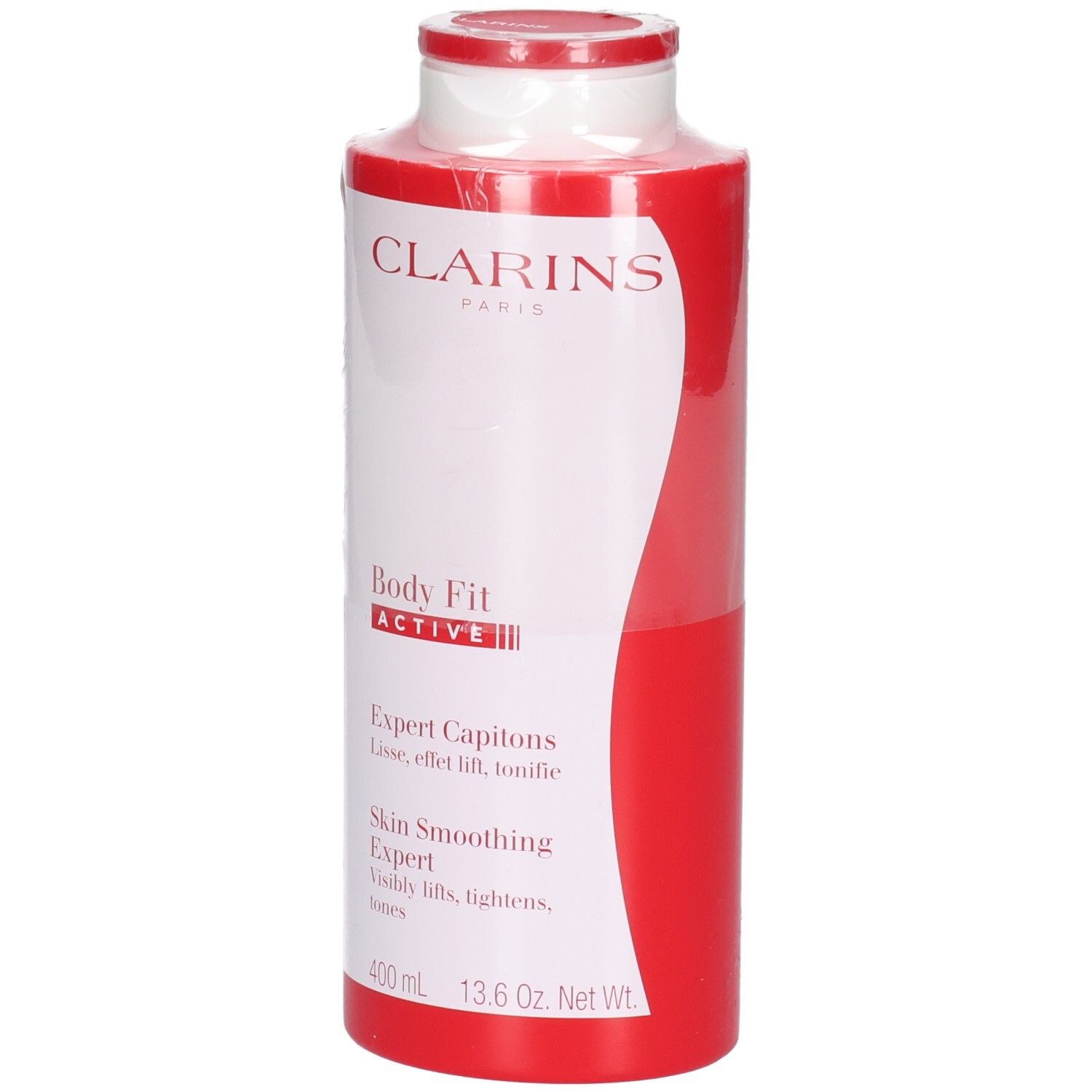 Bouteille Clarins Body Fit Active rouge, 400 ml.